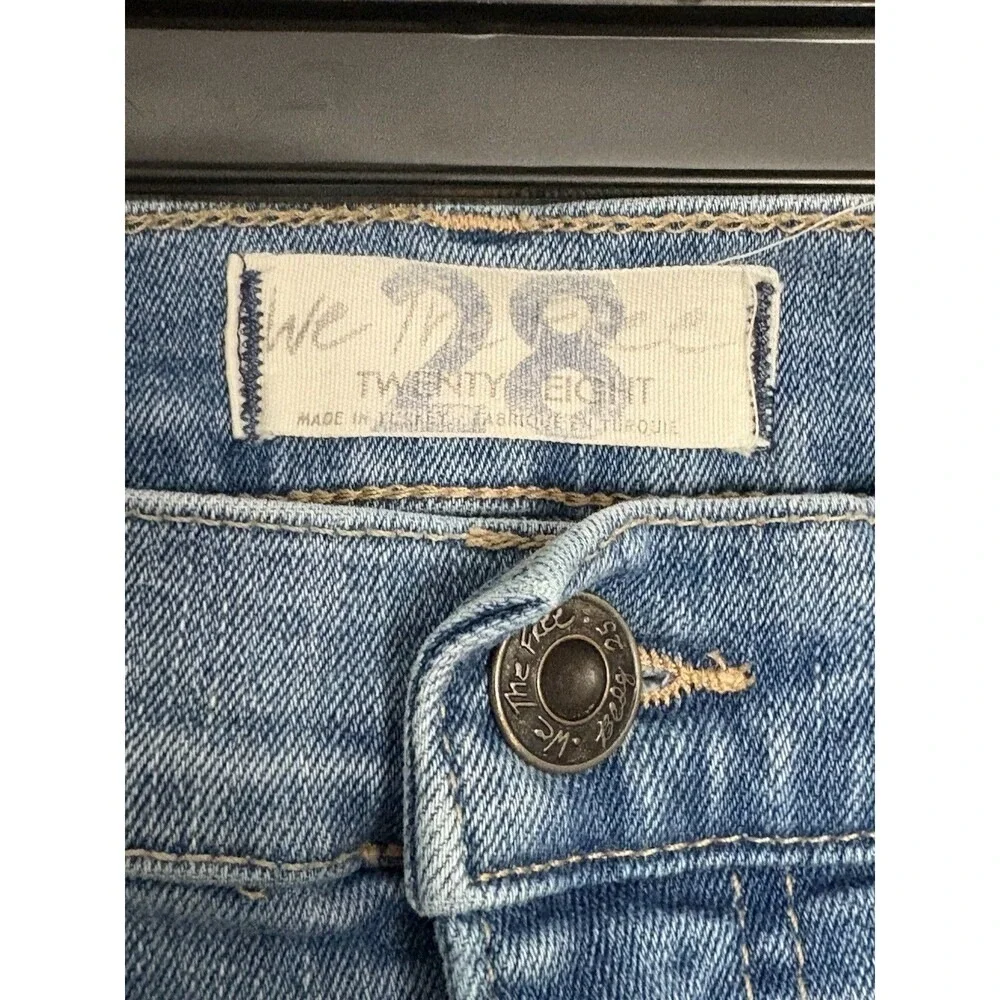 We The Free Twenty Eight Jeans Women 28 Blue Distressed Fringe Hem
